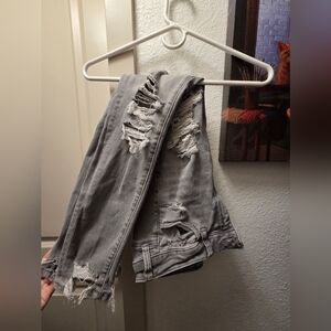 American Eagle Grey Distressed Jeggings